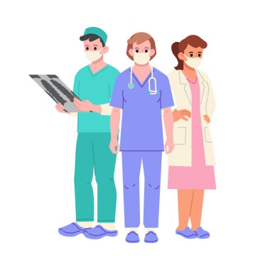 Doktorlar ve hemşireler karakter vektör çizimi