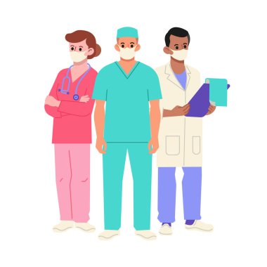 Doktor, hemşire ve terapist vektör çizimi