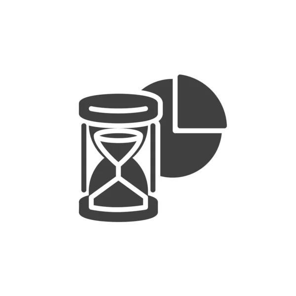 砂の時計と円グラフベクトルアイコン — ストックベクタ