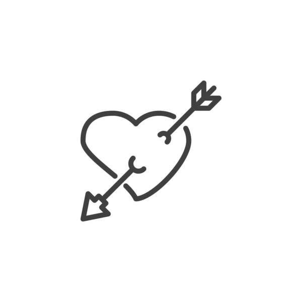 Heart pierced with arrow line icon — Stock Vector