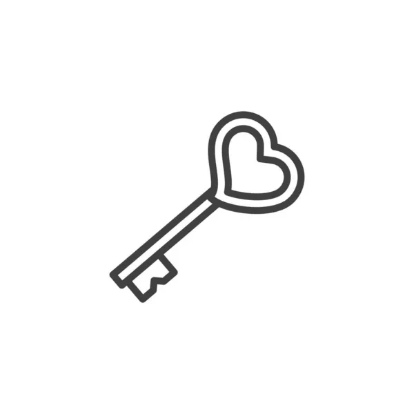 Ikona linii klucza miłości — Wektor stockowy
