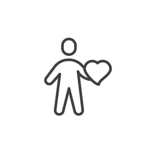 Ο άνθρωπος με το εικονίδιο της γραμμής καρδιάς — Διανυσματικό Αρχείο