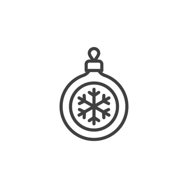 Kerstbal met sneeuwvlok lijn pictogram — Stockvector