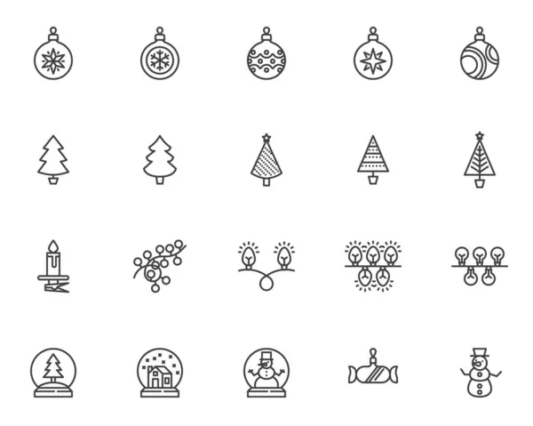 Conjunto de iconos de línea de decoración Navidad — Vector de stock