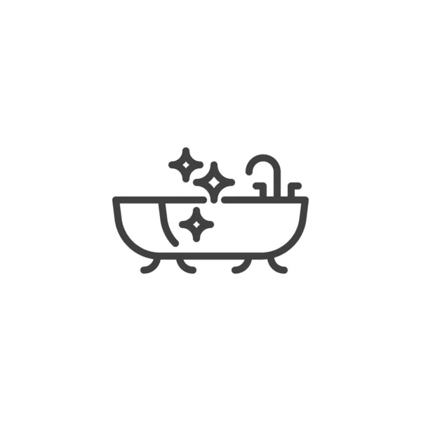 Icône de ligne de baignoire propre — Image vectorielle