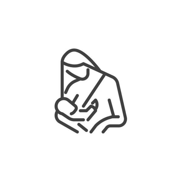 Mother breastfeeding baby line icon — Stock Vector