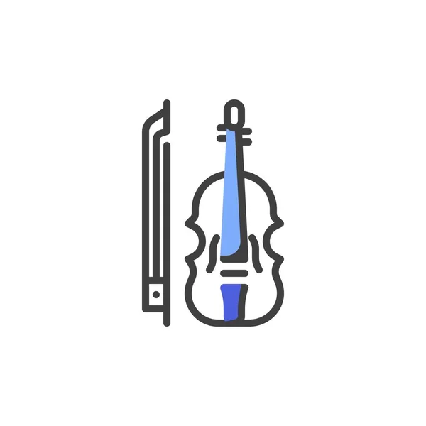 Violon, icône de ligne d'instrument de musique — Image vectorielle