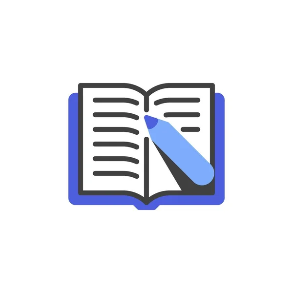 Icône de ligne cahier devoirs — Image vectorielle