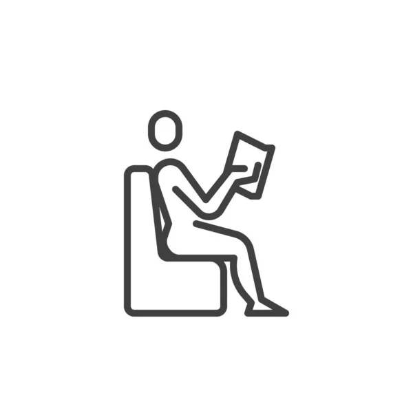 Relaxing person reading book line icon — 图库矢量图片