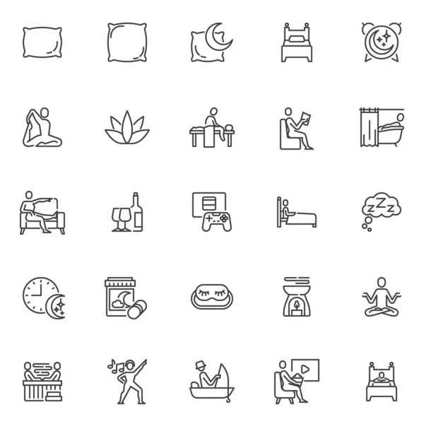 Conjunto de iconos de línea de relajación y entretenimiento — Vector de stock