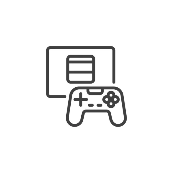 Game console with gamepad line icon — 图库矢量图片