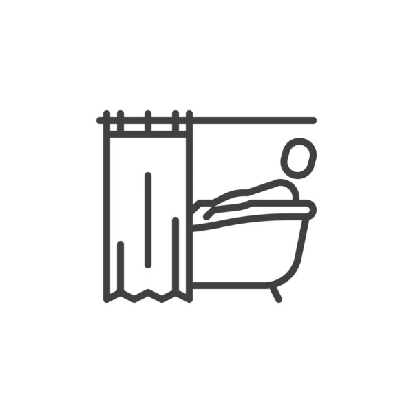 Man taking a bath line icon — Stock Vector