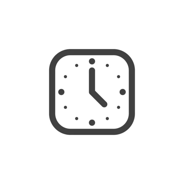 Icône de ligne d'horloge carrée — Image vectorielle