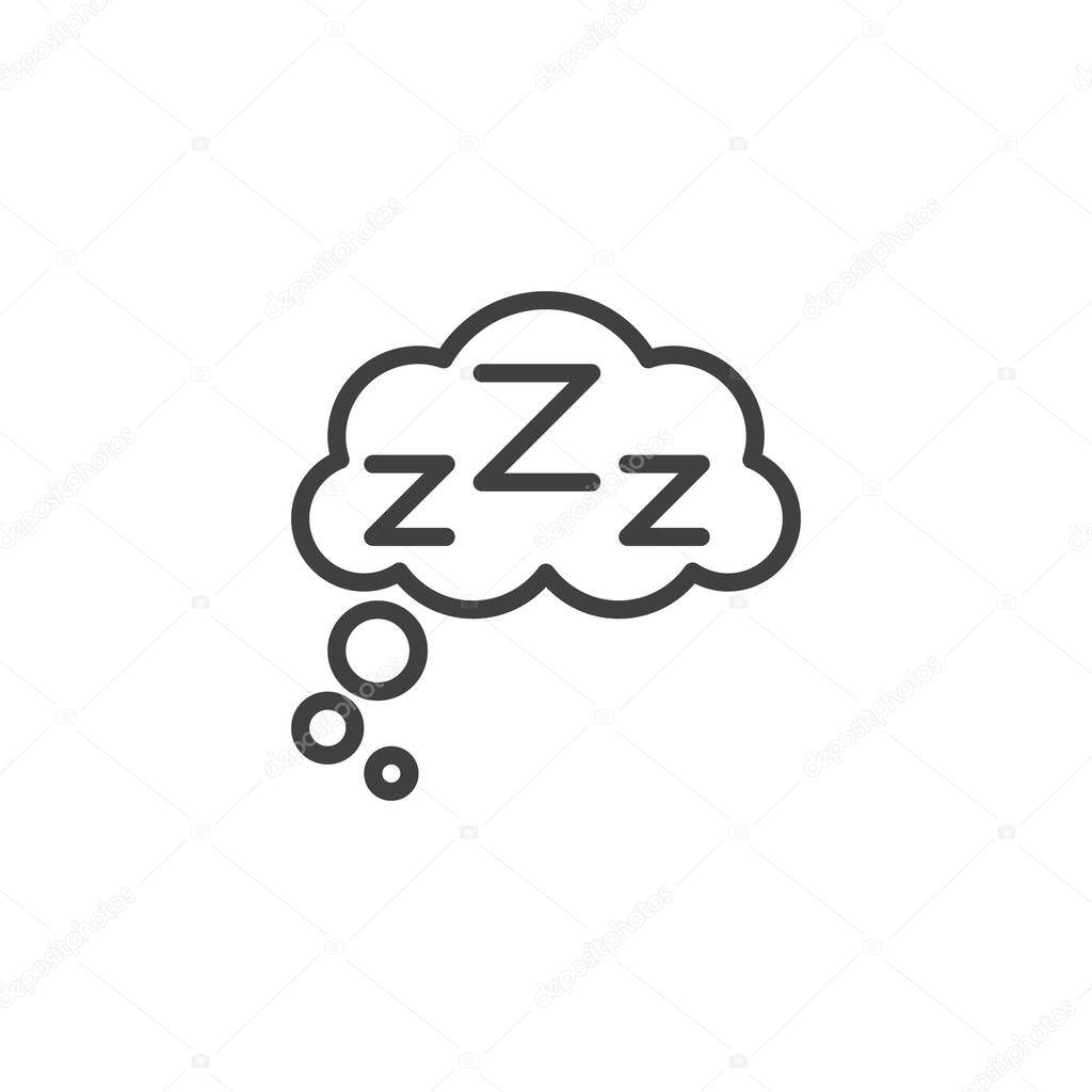 Sleeping bubble with zzz line icon