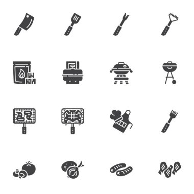 Barbekü yiyecek vektör simgeleri ayarlandı