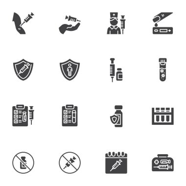 COVID-19 aşı vektör simgeleri ayarlandı