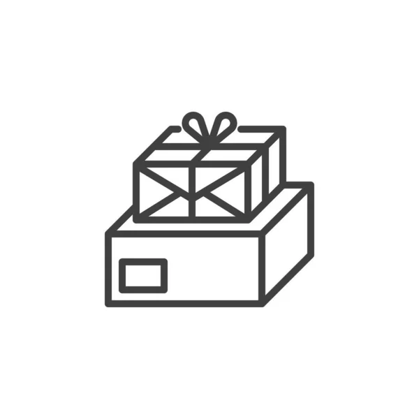Cargo packaging boxes line icon —  Vetores de Stock
