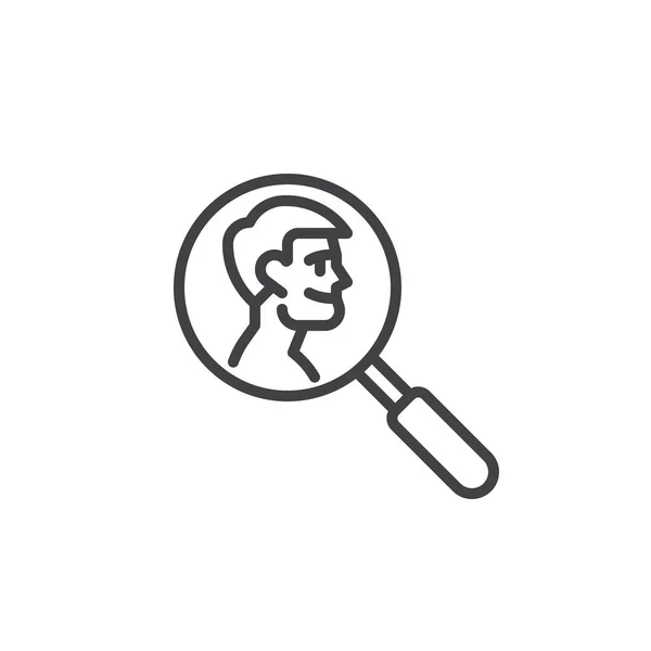Icono de línea de búsqueda de empleados — Vector de stock