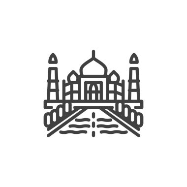 Taj Mahal building line icon