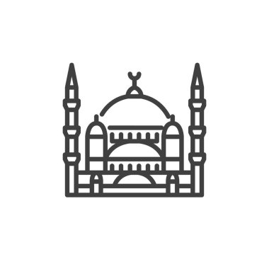 Blue Mosque building line icon