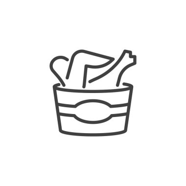 Kızarmış tavuk sepeti çizgisi simgesi