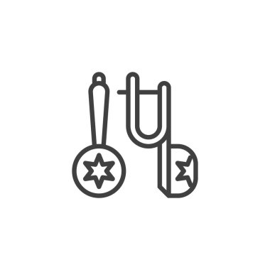 English lock earrings line icon