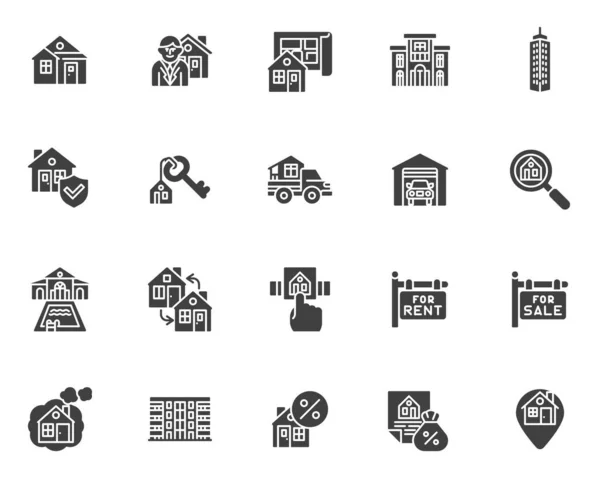 Conjunto de iconos vectoriales relacionados con bienes raíces — Vector de stock