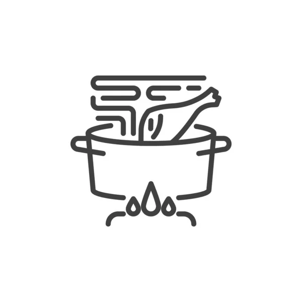 Cooking chicken soup line icon —  Vetores de Stock
