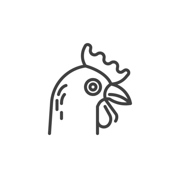 Chicken head line icon — Stock Vector