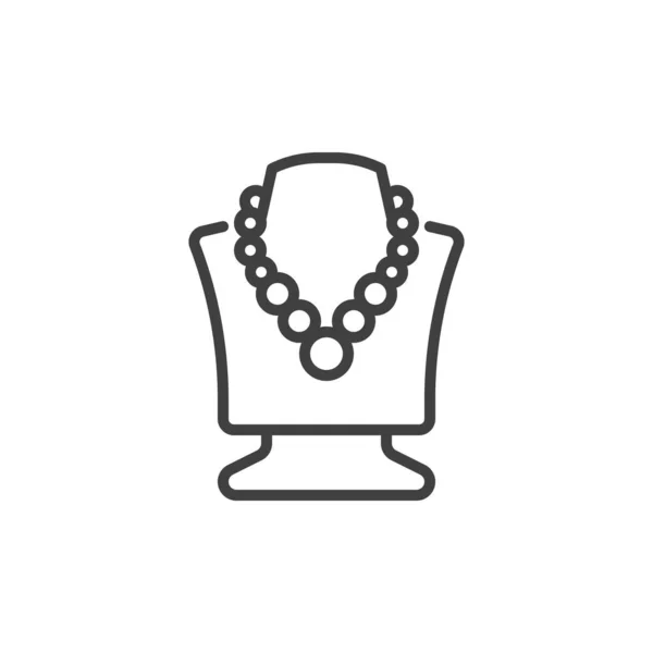 Necklace on a mannequin line icon — Stock Vector