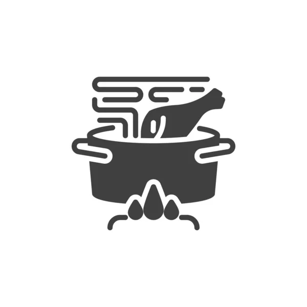 Cooking chicken soup vector icon — Stock Vector