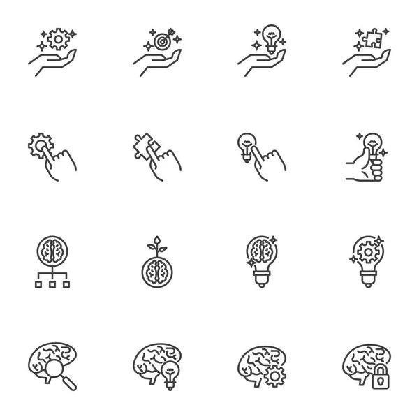 Conjunto de iconos de línea de ideas y creatividad — Vector de stock