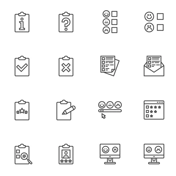 Ensemble d'icônes de ligne de questionnaire — Image vectorielle