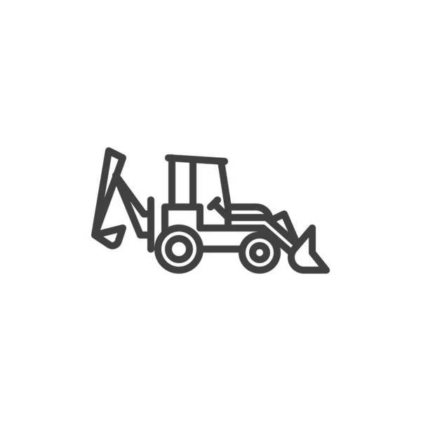 Значок линии Backhoe Truck — стоковый вектор