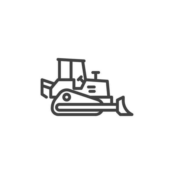 Rastreador bulldozer ícone de linha — Vetor de Stock