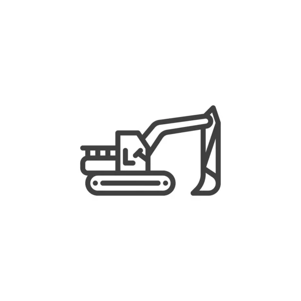 Excavator machine line icon — Stock Vector