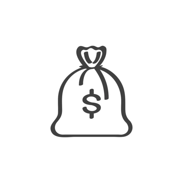 Icona linea borsa soldi — Vettoriale Stock