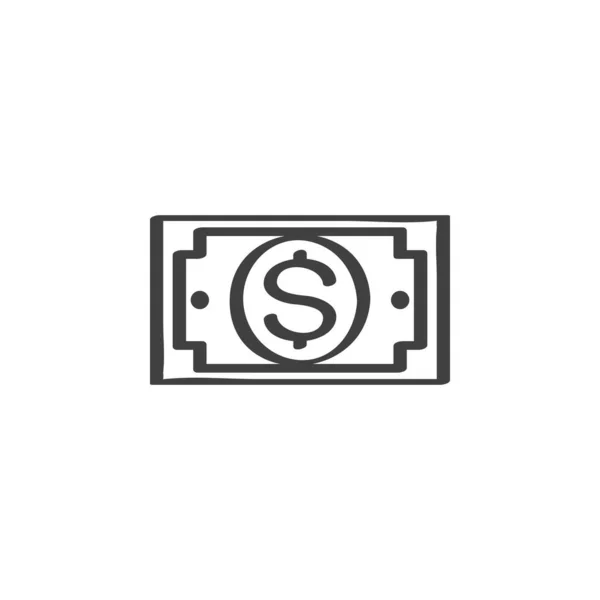 Dollar icône de ligne de billet — Image vectorielle