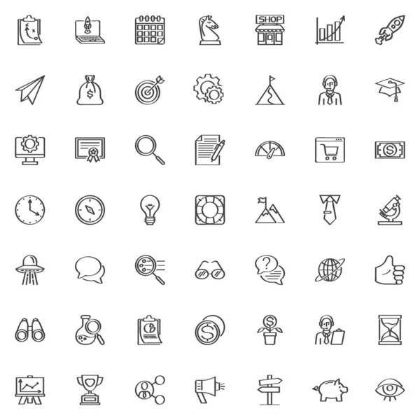 Ensemble d'icônes de ligne de démarrage d'entreprise — Image vectorielle