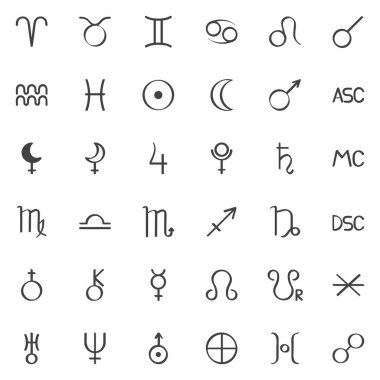 Astroloji işaret çizgisi simgeleri ayarlandı