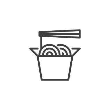 Noodles box line icon vector