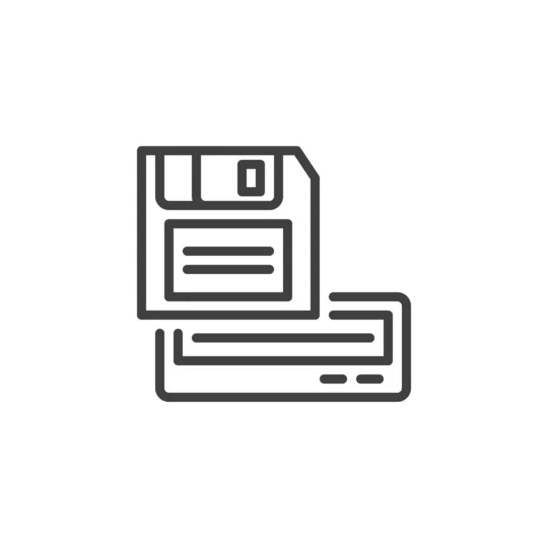 Icono de línea de lector de disquete — Vector de stock