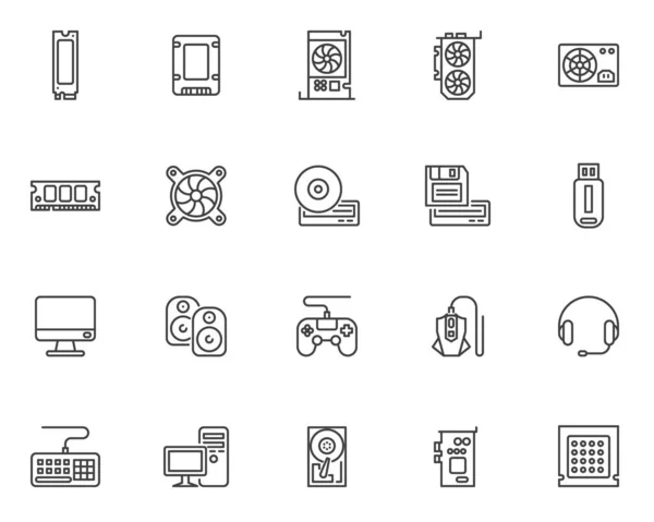 Ensemble d'icônes de ligne matériel informatique — Image vectorielle
