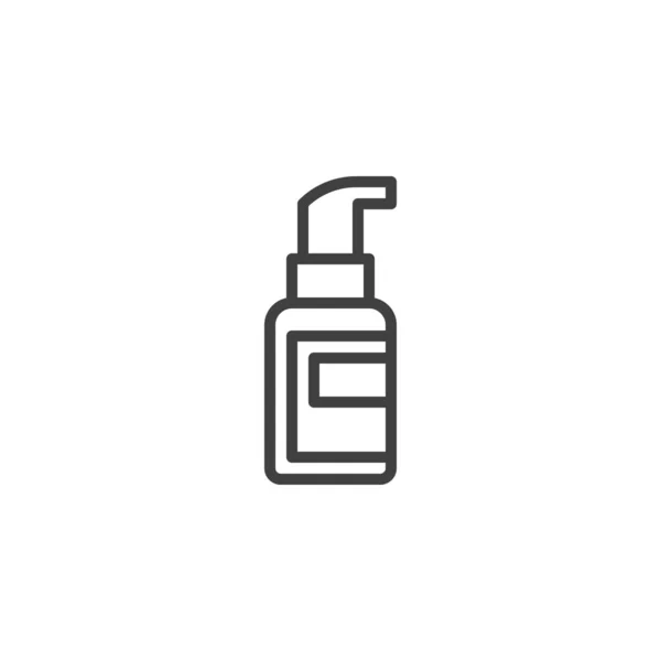 Botella cosmética con icono de línea de dispensador — Archivo Imágenes Vectoriales