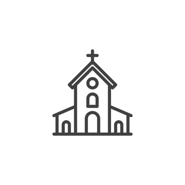 Igreja ícone da linha de construção — Vetor de Stock