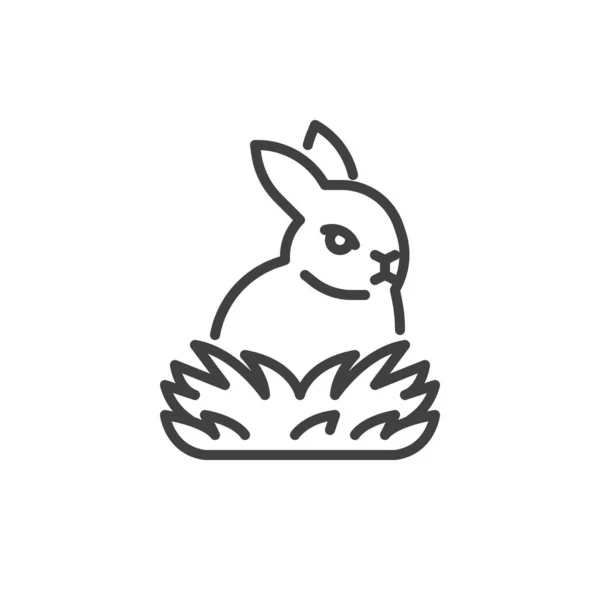 Easter bunny in a nest line icon — Stock Vector