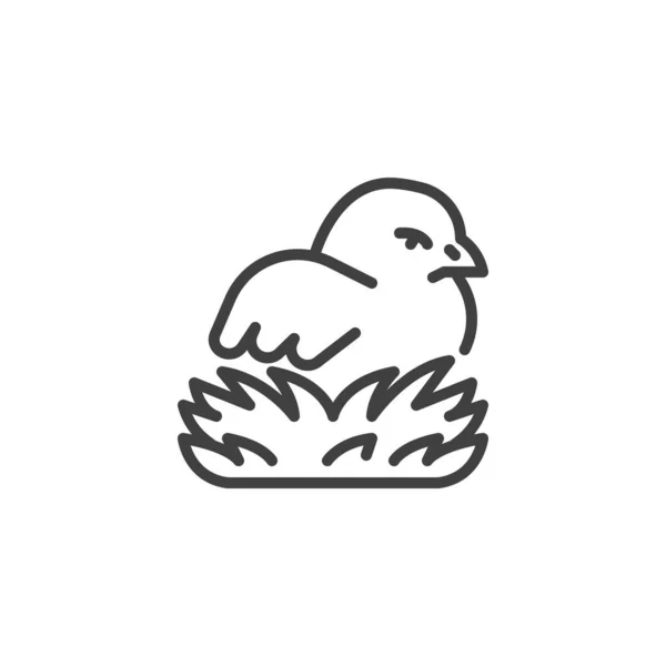 Feliz Pascua línea de pollo icono — Vector de stock