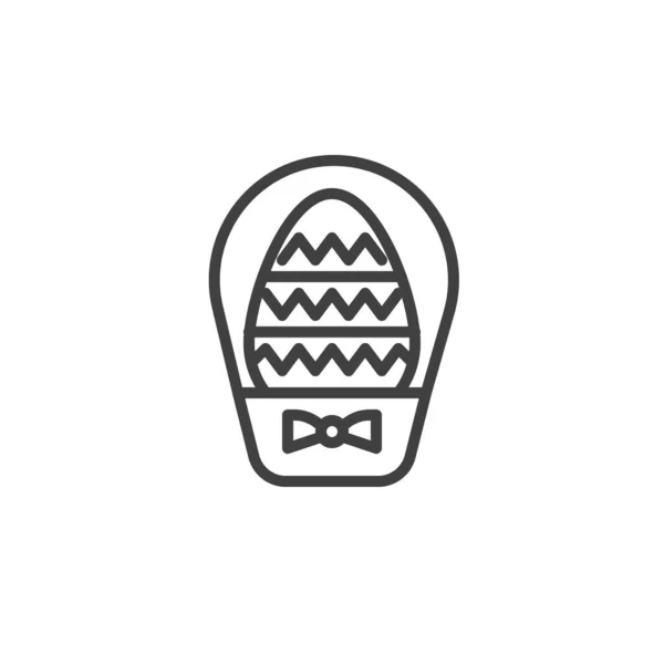 Huevo de Pascua en un icono de línea de cesta — Archivo Imágenes Vectoriales