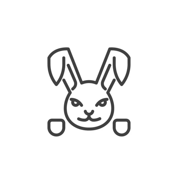 Conejo de Pascua, icono de la línea de vista frontal — Vector de stock