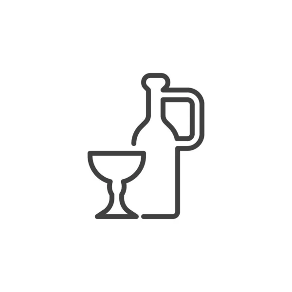 Ícone de linha de garrafa de vinho cálice — Vetor de Stock